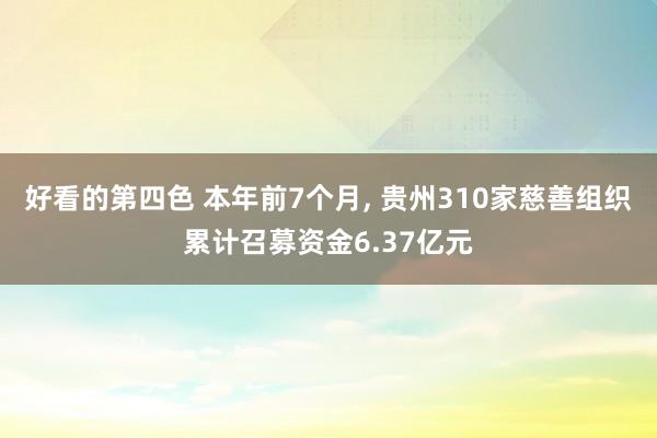 好看的第四色 本年前7个月， 贵州310家慈善组织累计召募资金6.37亿元