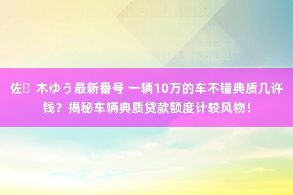 佐々木ゆう最新番号 一辆10万的车不错典质几许钱？揭秘车辆典质贷款额度计较风物！