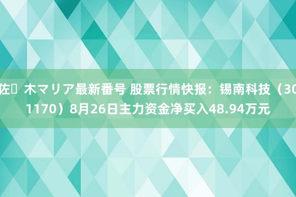 佐々木マリア最新番号 股票行情快报：锡南科技（301170）8月26日主力资金净买入48.94万元