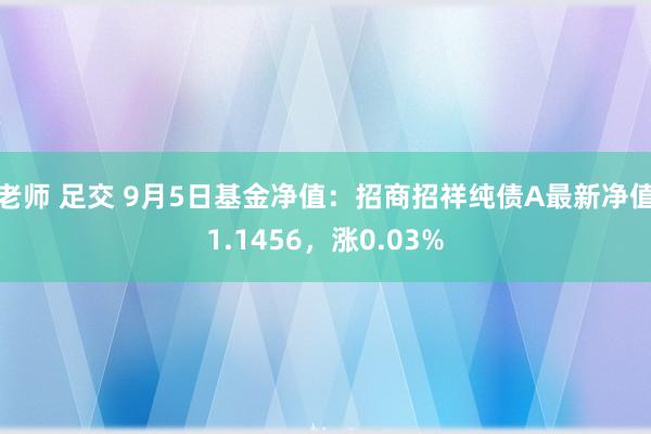 老师 足交 9月5日基金净值：招商招祥纯债A最新净值1.1456，涨0.03%